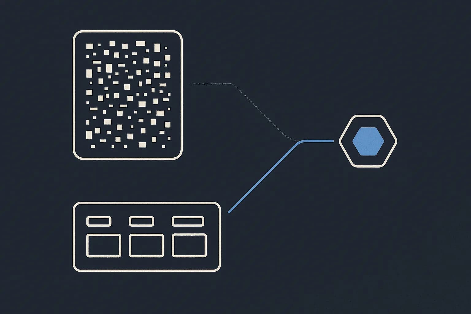 Diagram comparing a cluttered scraped page and a flat row of typed fields feeding an AI model node