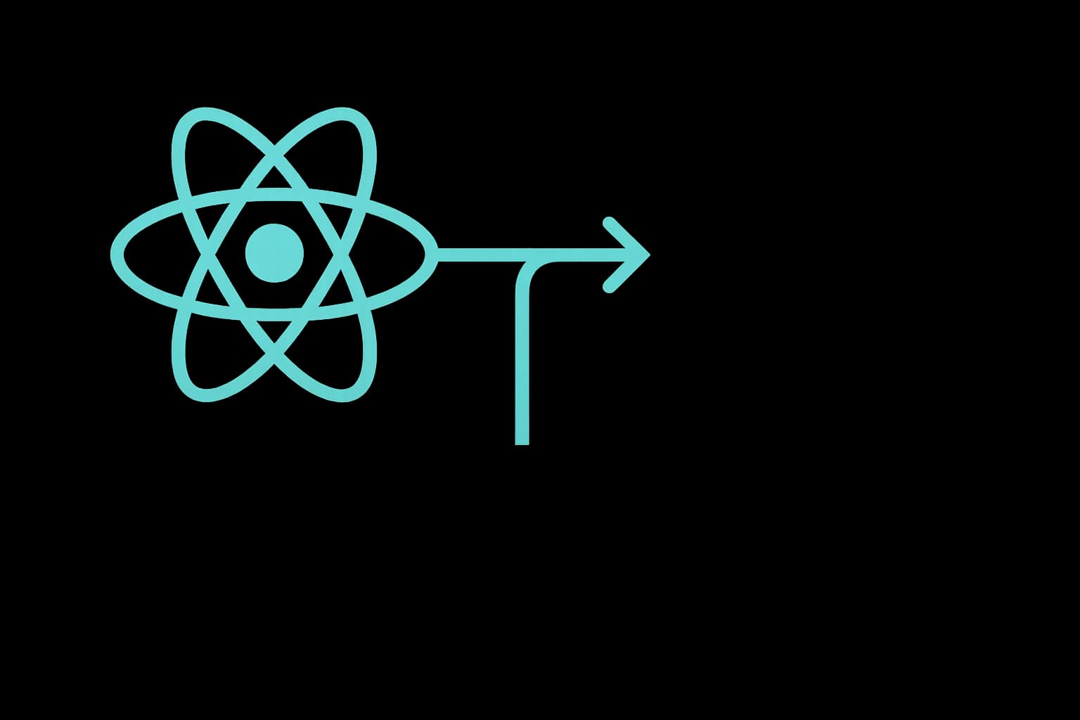 Flat vector illustration of a React atom icon connected to a Contentful-style hexagonal content block by a data-fetching arrow pipeline