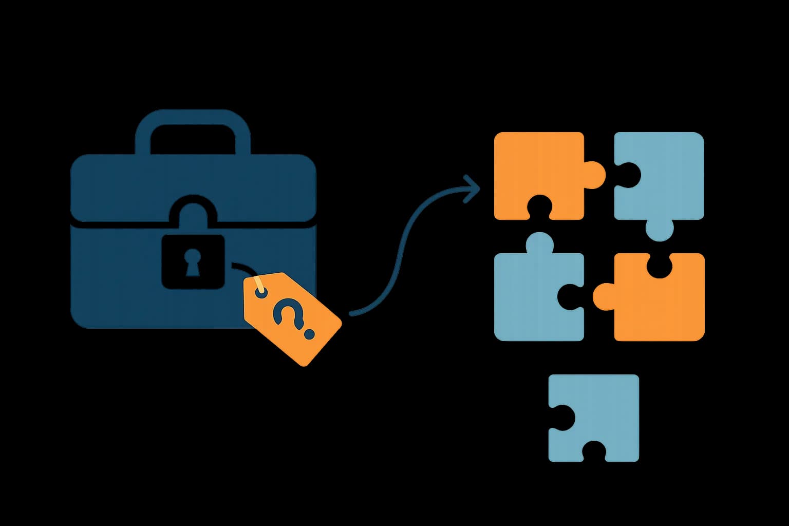 Flat vector illustration of an enterprise CMS icon with a locked price tag next to four open, interchangeable puzzle-piece icons representing lighter developer-first Contentstack alternatives